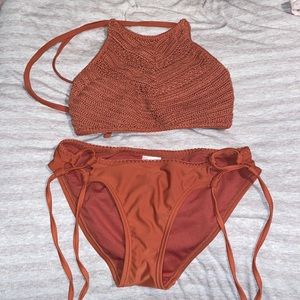 strappy burnt orange bikini